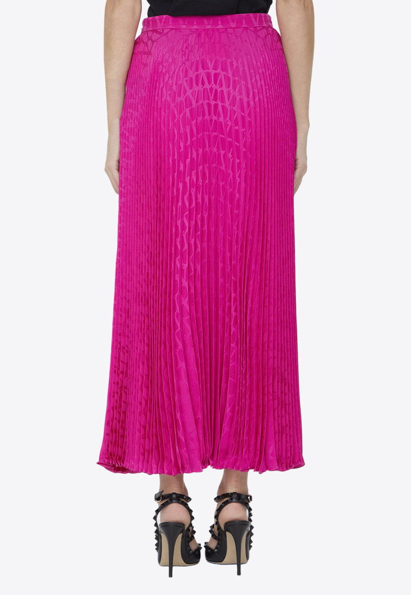 Valentino Toile Iconographe Plisse Midi Skirt Pink 3B3RAA90-7TK-UWT
