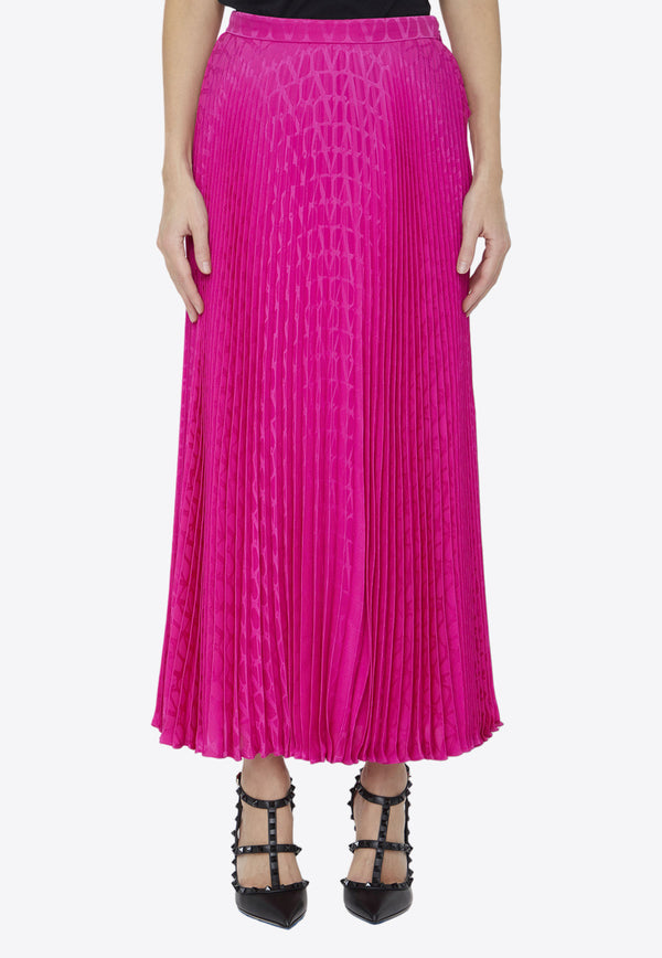 Valentino Toile Iconographe Plisse Midi Skirt Pink 3B3RAA90-7TK-UWT