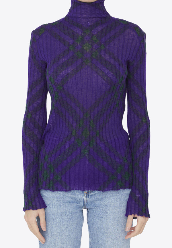 Burberry High-Neck Patterned Sweater Purple 8076507--B7510