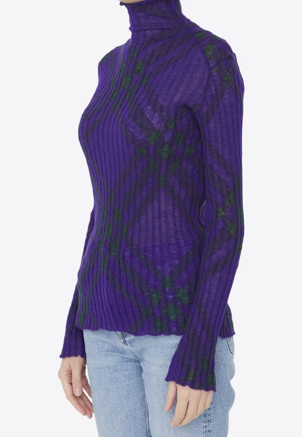 Burberry High-Neck Patterned Sweater Purple 8076507--B7510