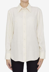 Gucci Silk Jacquard Long-Sleeved Shirt Cream 770319-ZAOOH-9054