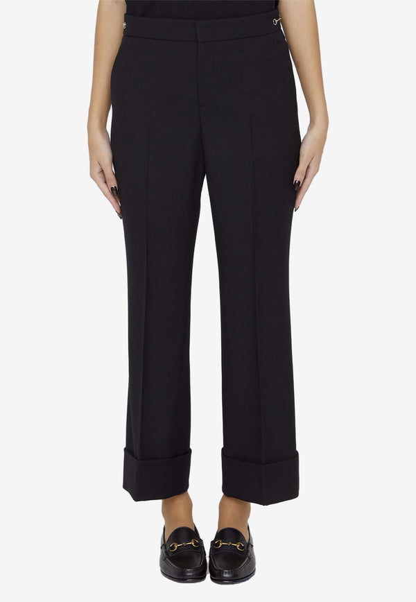 Gucci Tailored Wool Pants with Horsebit Detail Black 776315-ZHW51-1000