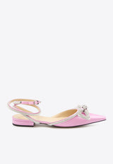 Mach & Mach Double Bow Satin Slingback Flats Pink R24-S0017-CRP-922