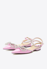 Mach & Mach Double Bow Satin Slingback Flats Pink R24-S0017-CRP-922