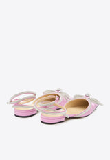 Mach & Mach Double Bow Satin Slingback Flats Pink R24-S0017-CRP-922