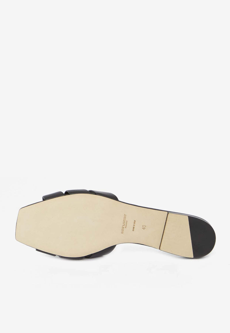 Saint Laurent Tribute Leather Flat Sandals 571952-BDA00-1000