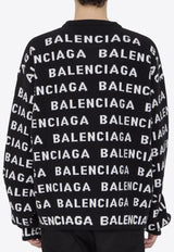 Balenciaga All-Over Logo Crewneck Sweater Black 761596-T1673-1070