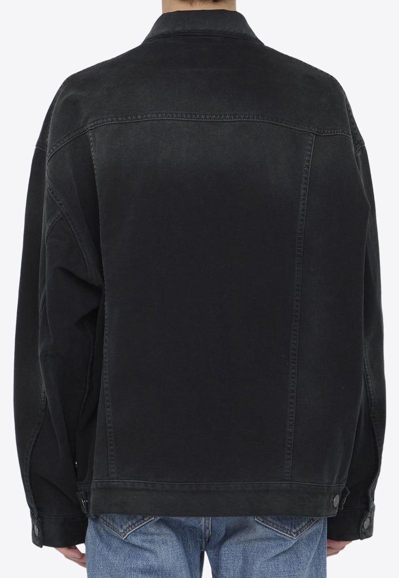 Balenciaga Vintage Denim Jacket with Size Sticker Detail Black 767947-TNW11-1672