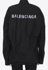 Balenciaga Logo Print Oversized Long-Sleeved Shirt Black 773519-TNM60-1000