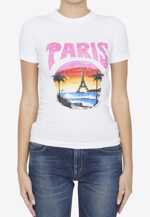 Balenciaga Paris Tropical Print T-shirt White 768075-TPVM2-9601