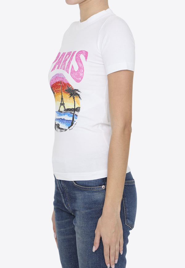 Balenciaga Paris Tropical Print T-shirt White 768075-TPVM2-9601
