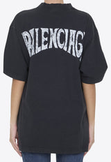 Balenciaga Hand-Drawn Logo Crewneck T-shirt Black 764235-TPVU4-1569