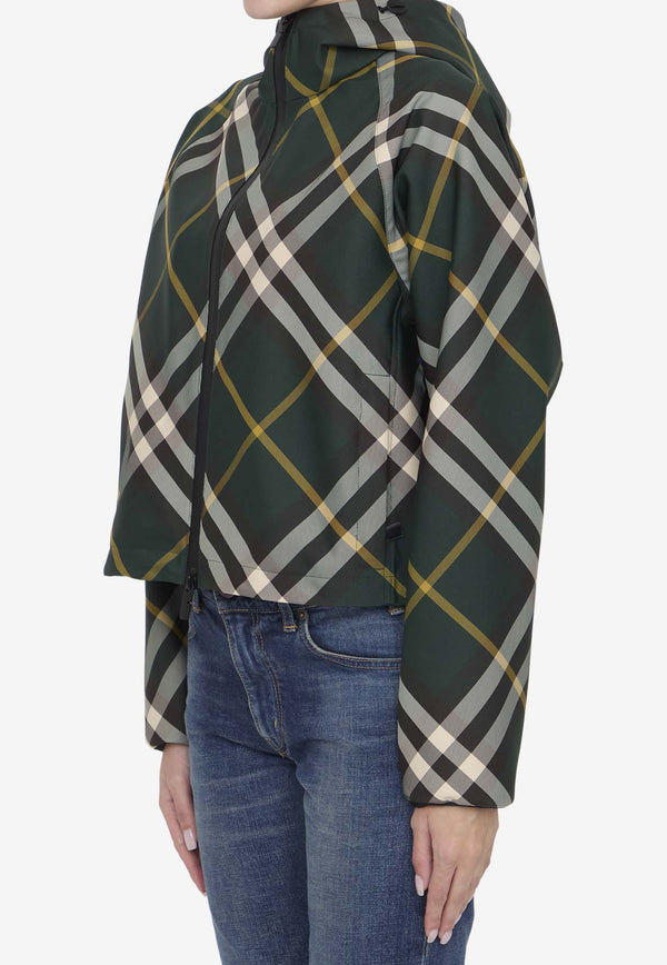 Burberry Check Zip-Up Cropped Jacket Green 8081889--B8660