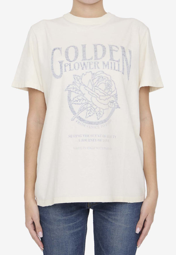 Golden Goose DB Printed Crewneck T-shirt Cream GWP01220-P001388-11560