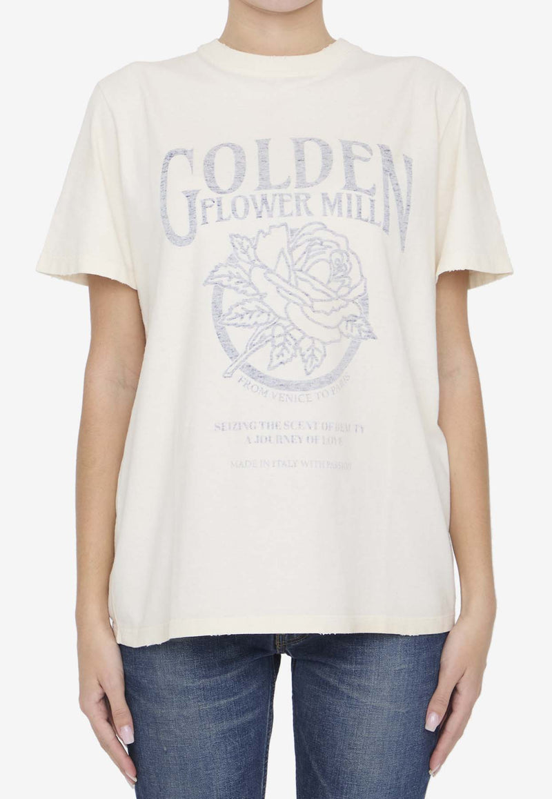 Golden Goose DB Printed Crewneck T-shirt Cream GWP01220-P001388-11560