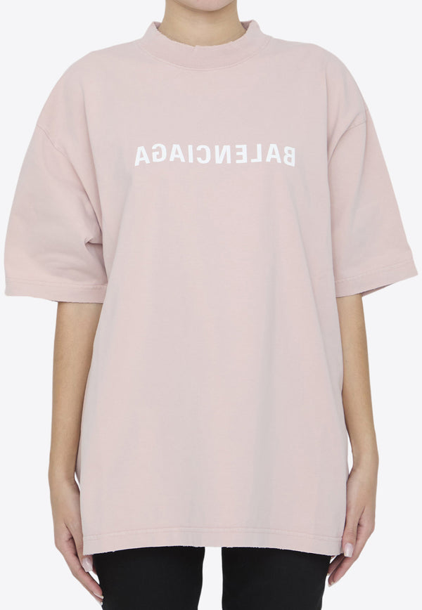 Balenciaga Back Flip Logo T-shirt Pink 764235-TNVV8-5708