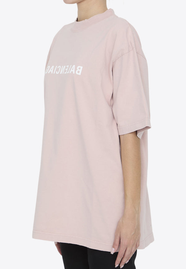 Balenciaga Back Flip Logo T-shirt Pink 764235-TNVV8-5708