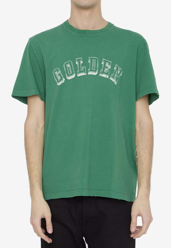 Golden Goose DB Logo Lettering Print T-shirt Green GMP01220-P001351-35882