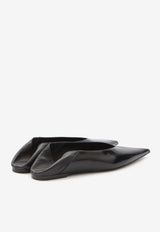 Saint Laurent Nour Leather Pointed-Toe Flats 783816-AADAA-1000