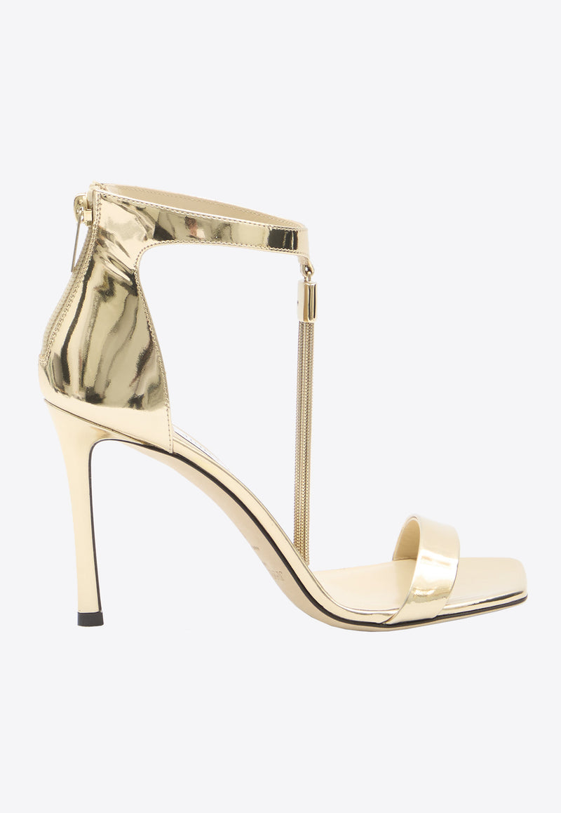 Jimmy Choo Vinca 95 Metallic Fringe Sandals Gold VINCA95-BDJ-GLOD