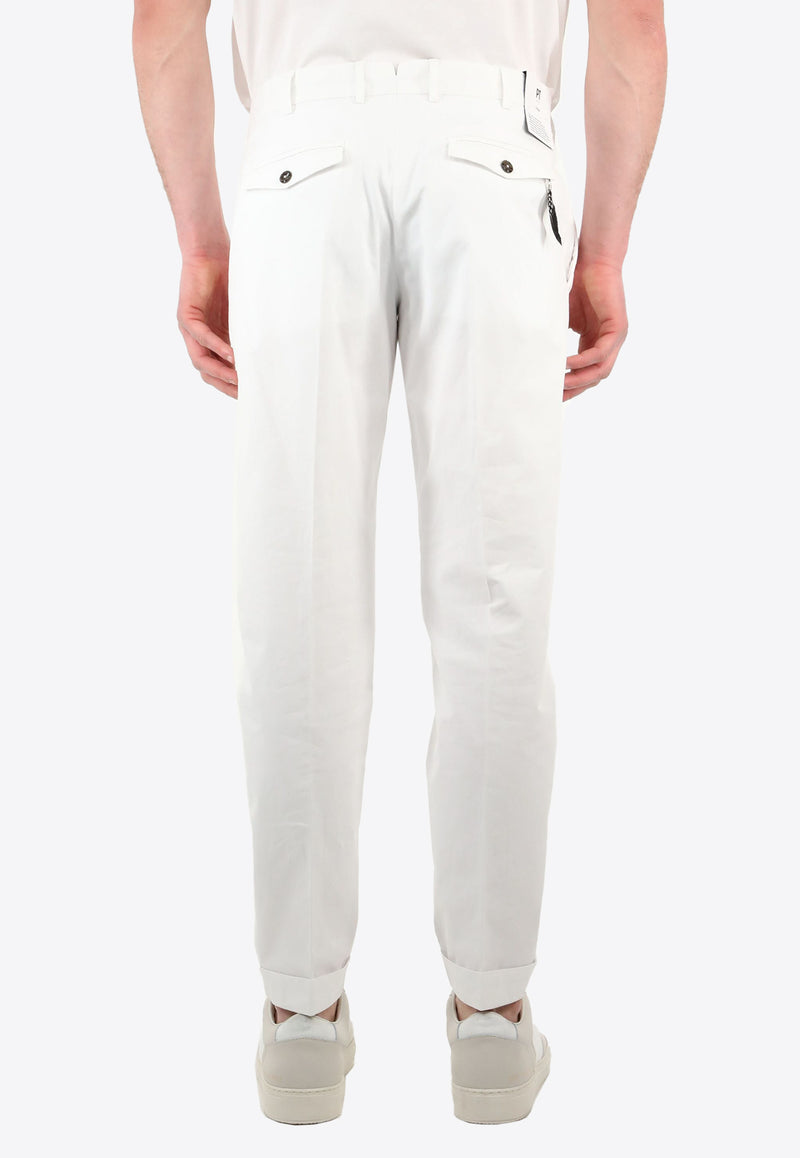 PT Torino Feather Charm Straight-Leg Pants White CORTZAZ40FWD-NU35-Y010