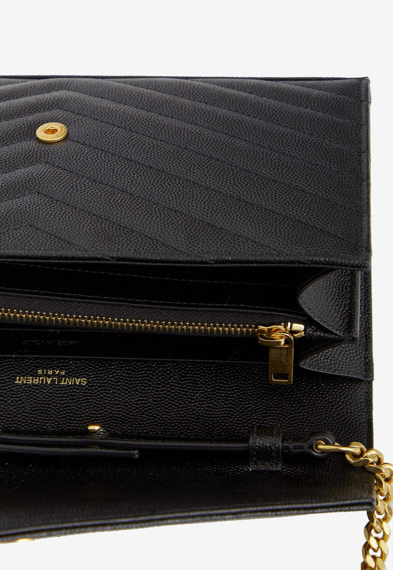Saint Laurent Cassandre Chain Wallet in Quilted Leather 377828-BOW01-1000