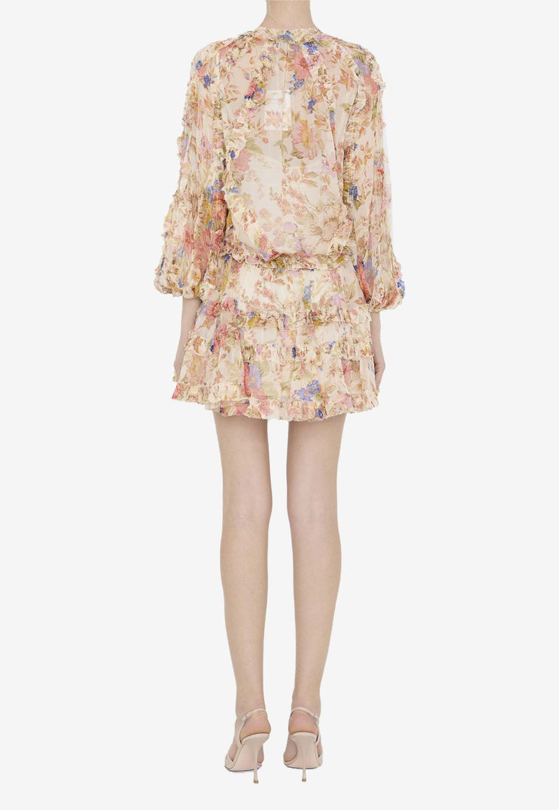 Zimmermann August Billow Floral-Print Mini Dress 9977DRS242--CRF