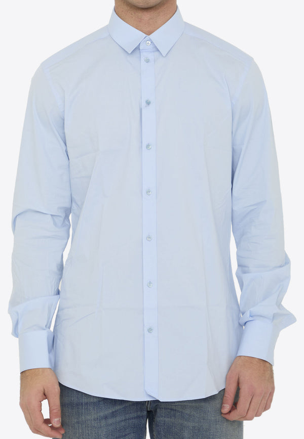 Dolce & Gabbana Long-Sleeved Slim Shirt Light Blue G5EJ0T-GG826-B1581