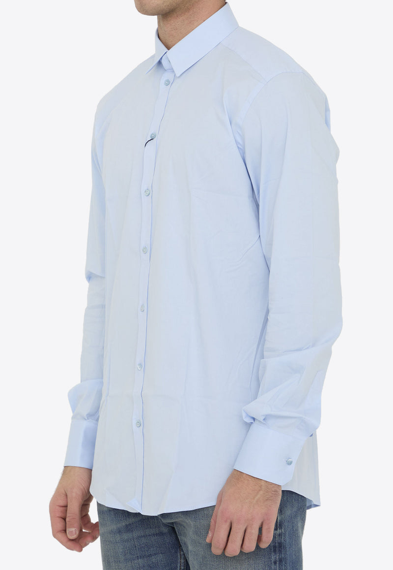 Dolce & Gabbana Long-Sleeved Slim Shirt Light Blue G5EJ0T-GG826-B1581