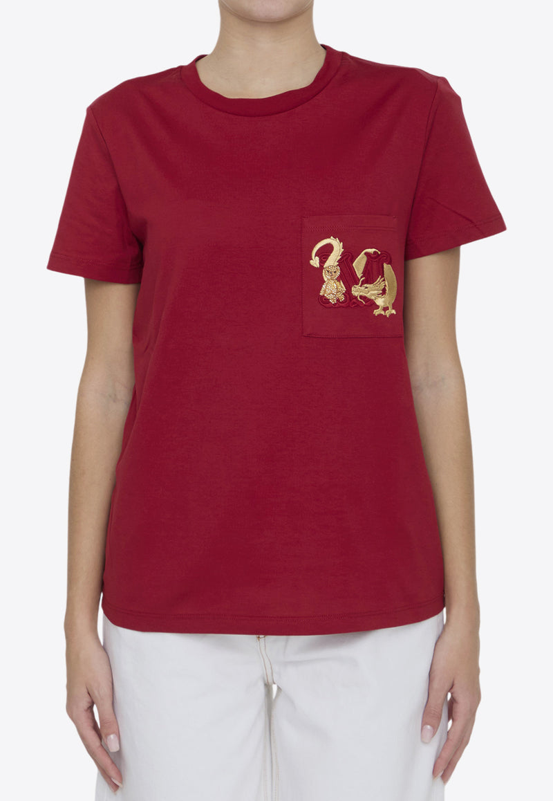 Max Mara Elmo Dragon Motif T-shirt Red 2411941011-600-005