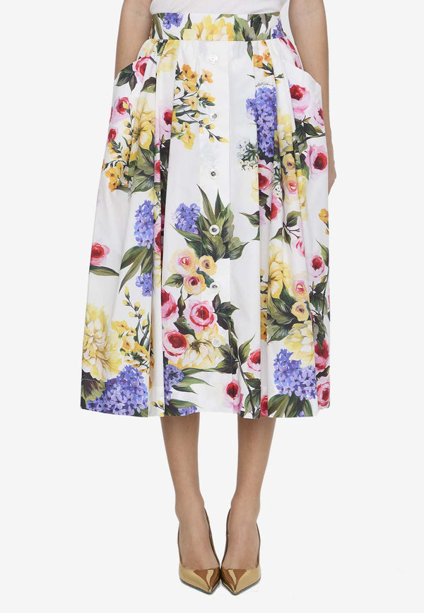 Dolce & Gabbana Garden Print Midi Skirt Multicolor F4CFET-HS5Q1-HA4YB