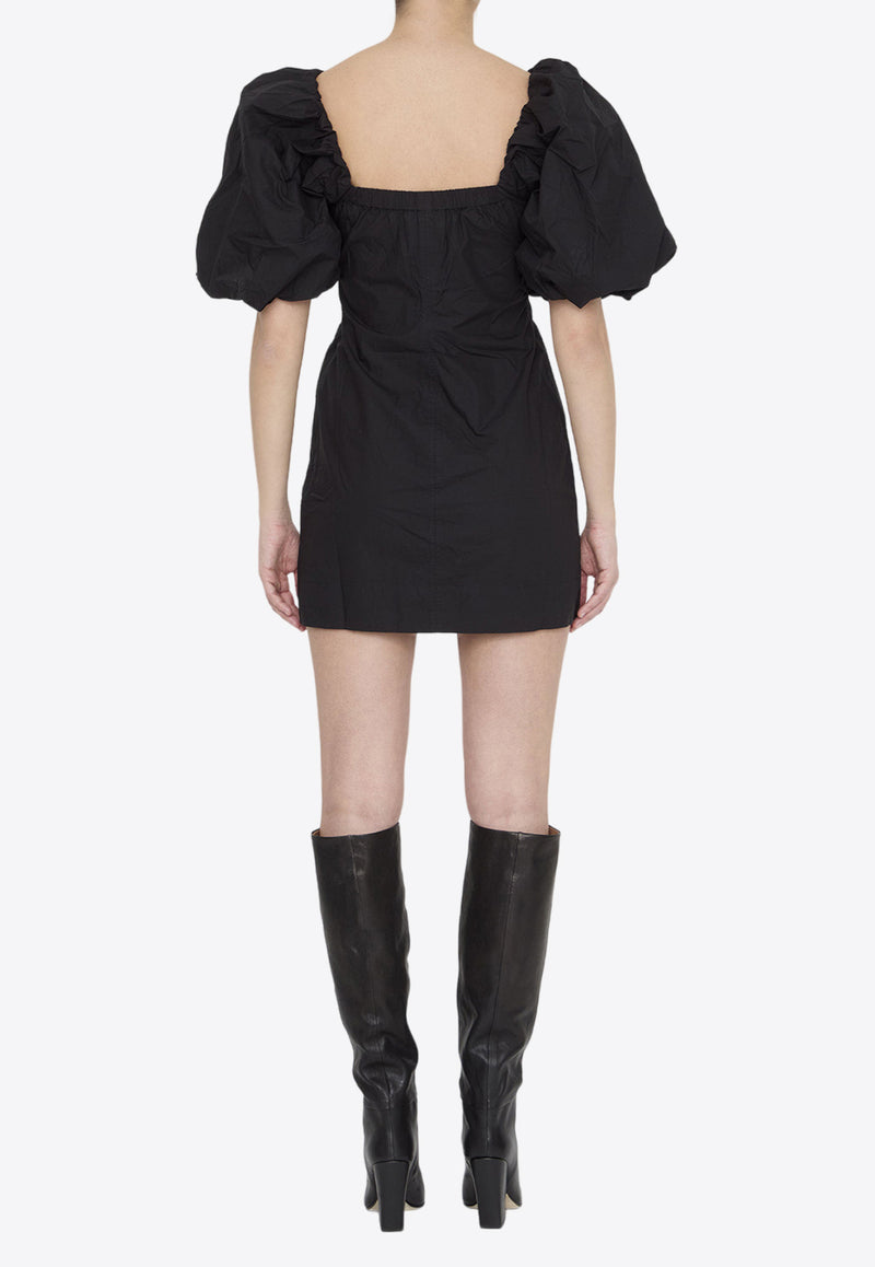 GANNI Puff-Sleeved Mini Dress Black F8827--099