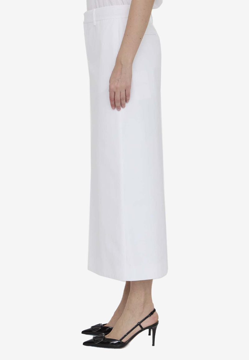 Valentino Compact Straight Midi Skirt  White 4B0RAB47-5DN-001