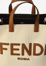 Fendi Large FF Jacquard Canvas Tote Bag White 7VA591-ARB2-F1DZP