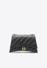 Balenciaga Medium Crush Quilted Leather Shoulder Bag Black 716393-210J-1000