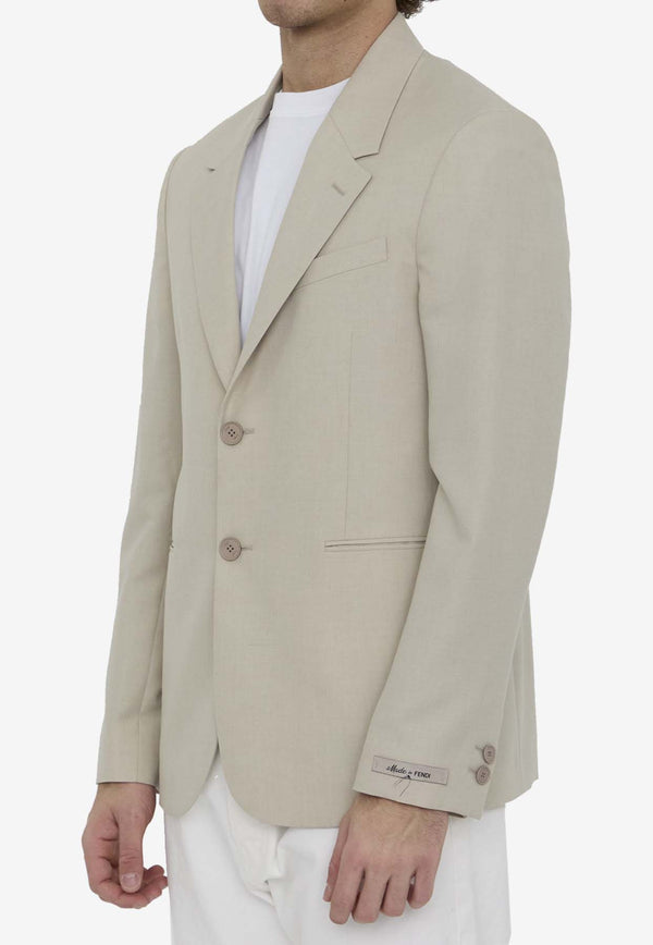 Fendi Single-Breasted Wool Jacket  Beige FJ0798-AR8T-F1MTE