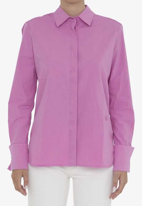 Max Mara Francia Monogram Long-Sleeved Shirt  Pink 2411111093-600-009