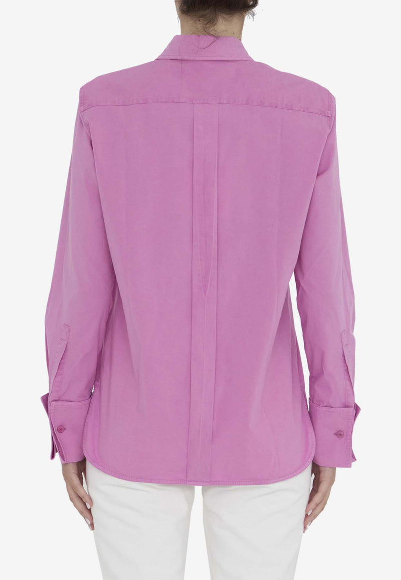 Max Mara Francia Monogram Long-Sleeved Shirt  Pink 2411111093-600-009