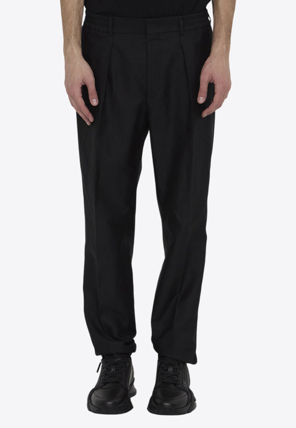 Fendi Pleated Straight-Leg Tailored Pants Black FB0767-AR9D-F0QA1