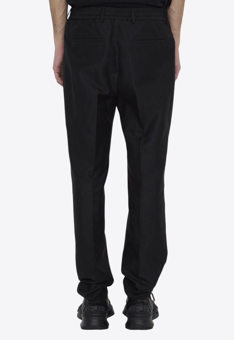 Fendi Pleated Straight-Leg Tailored Pants Black FB0767-AR9D-F0QA1