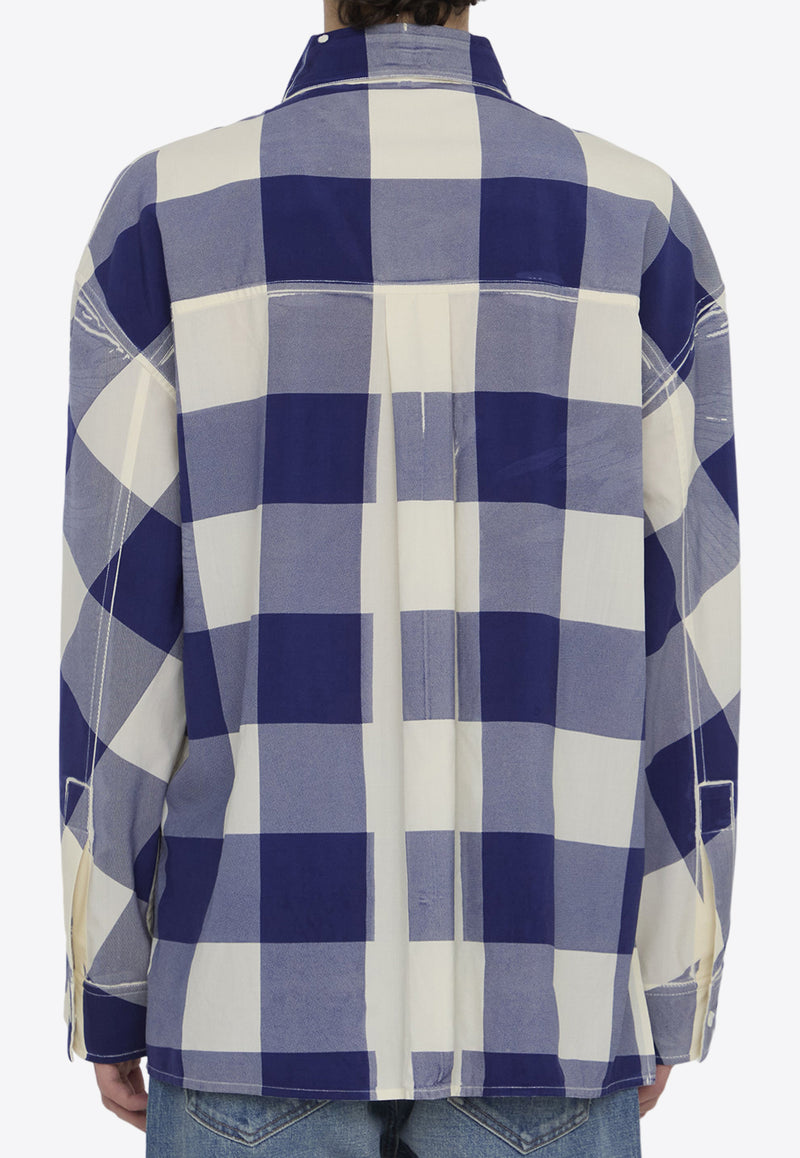 Loewe Long-Sleeved Checked Shirt in Wool H526Y05X29--2122 Multicolor