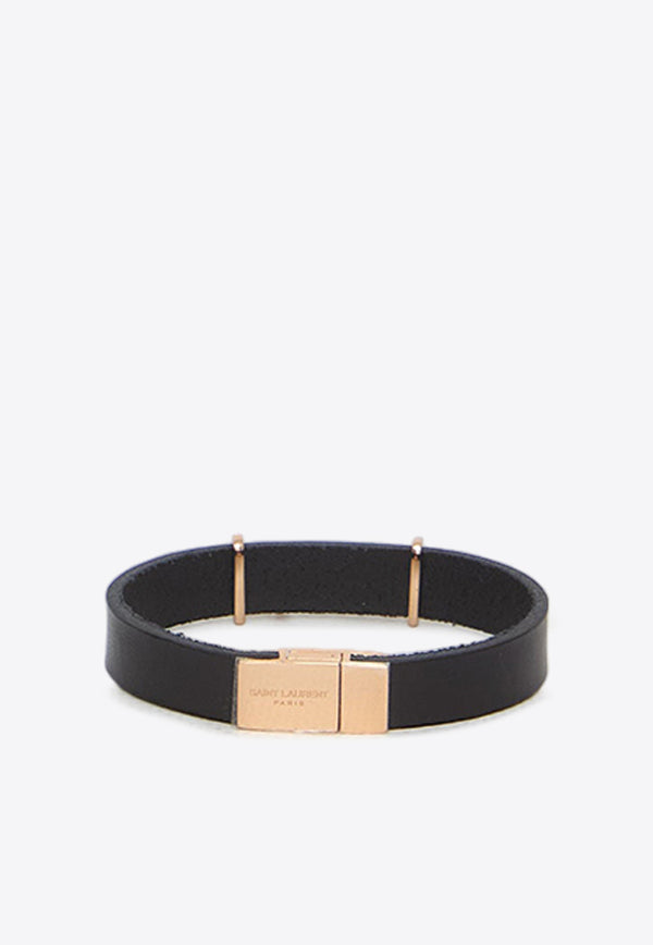 Saint Laurent Opyum Leather Bracelet 708815-0IH0J-1000 Black