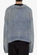 Balenciaga Off-Shoulder Denim Jacket Blue 786638-TQW55-6379