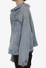 Balenciaga Off-Shoulder Denim Jacket Blue 786638-TQW55-6379