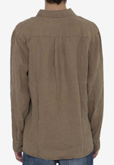 James Perse Long-Sleeved Linen Shirt  Beige MKO3652--CHSP