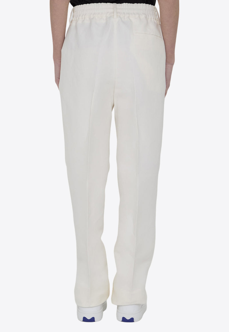 Burberry Straight-Leg Pressed Crease Pants Cream 8088801--A7051