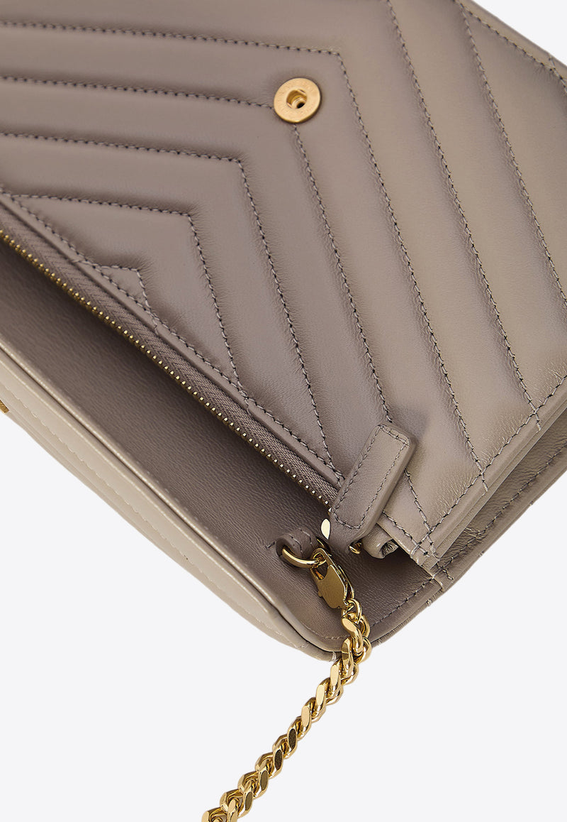 Saint Laurent Cassandre Envelope Shoulder Bag in Quilted Leather 742920-AAA44-2826 Gray