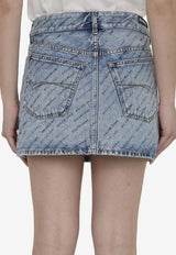 Balenciaga All-Over Logo Mini Denim Skirt Blue 744972-TQW66-4141