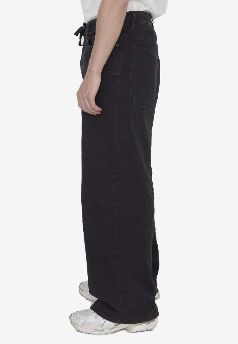 Balenciaga Crinkled Baggy Pants 786643-TQW54-1071 Black