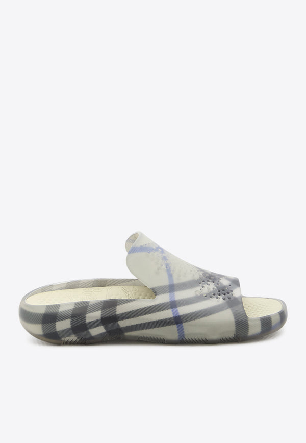 Burberry Stingray Checked Slides Beige 8088962--B9629